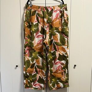 Tahari 100% linen tropical wide leg 1x